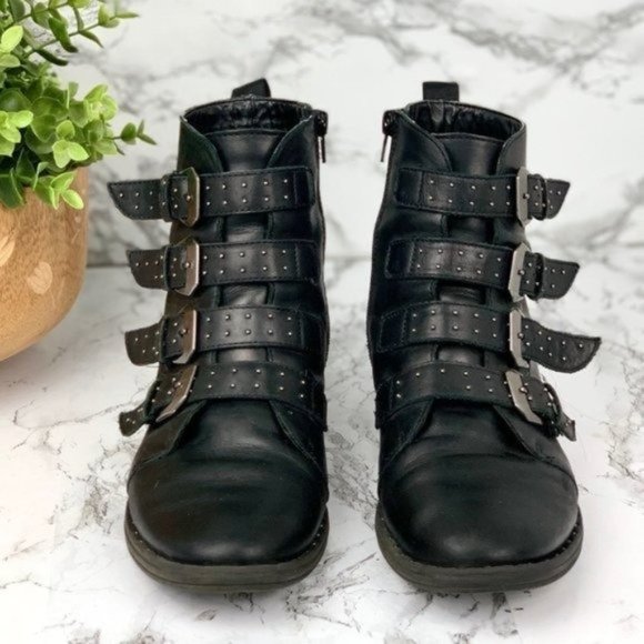 Steve Madden Black Buckle Boots - Picture 5 of 6